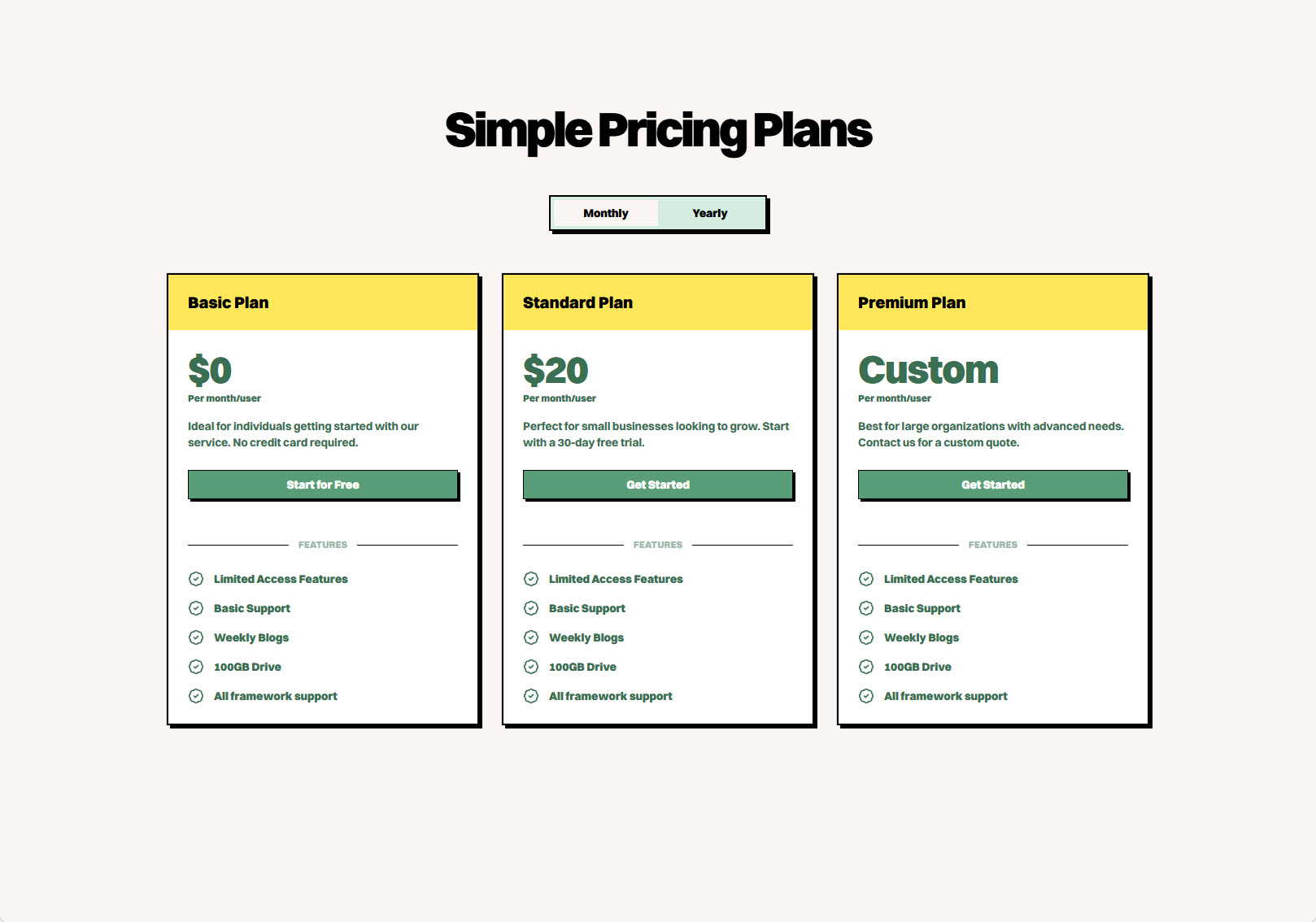 Pricing Page